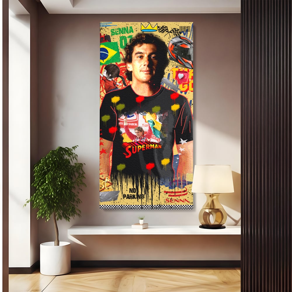 Tablou canvas cu tablou canvas cu ayrton senna, fara rama, pe sasiu de lemn